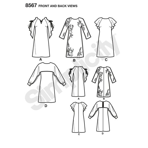 Simplicity 8567 Pattern Size 8-16 Girls Dress with Sleeve Variations UNCUT - Picture 2 of 3